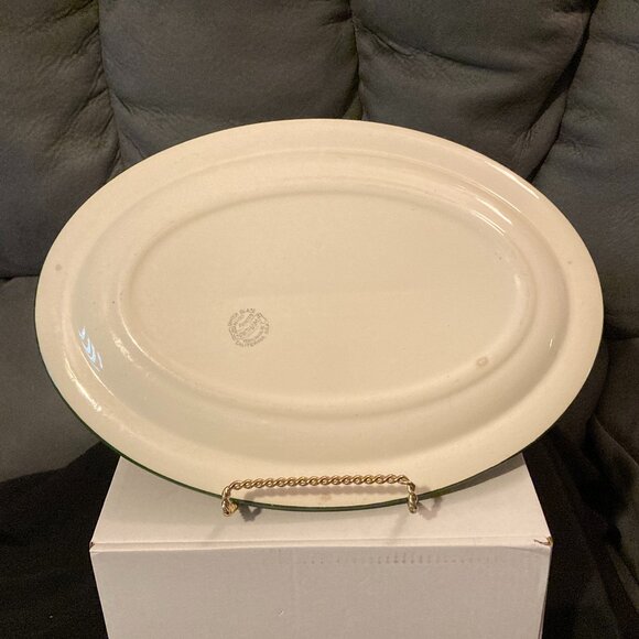 VTG 1950's Vernonware Gingham 12.5" Long Platter-Hand Painted Yellow/Green-EUC - Picture 3 of 9